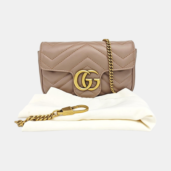 GG Marmont Mini Quilted Calfskin Beige