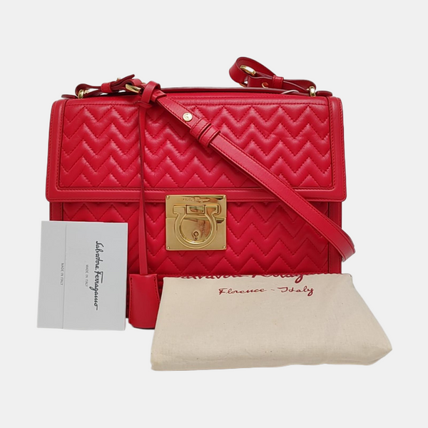 Quilted Leather Shoulder Bag Red