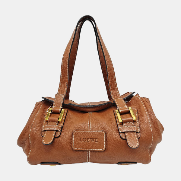 Calfskin Top Handle Bag Brown