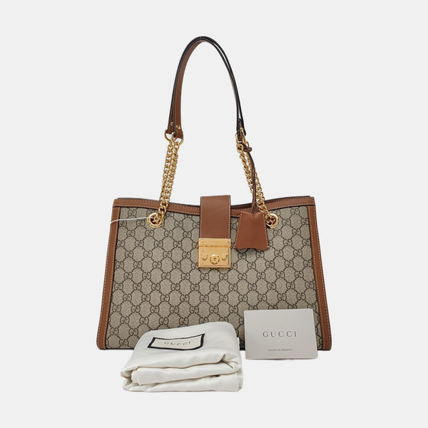 Padlock Medium Monogram Coated Canvas Beige