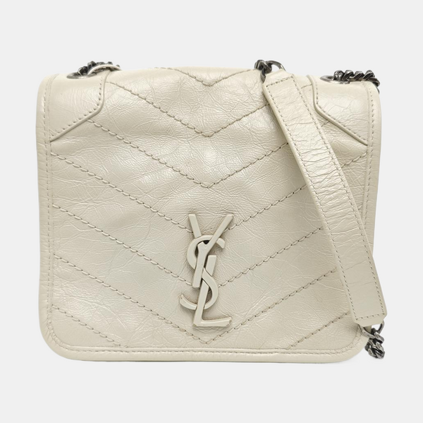 NIKI Mini Chevron Calfskin White