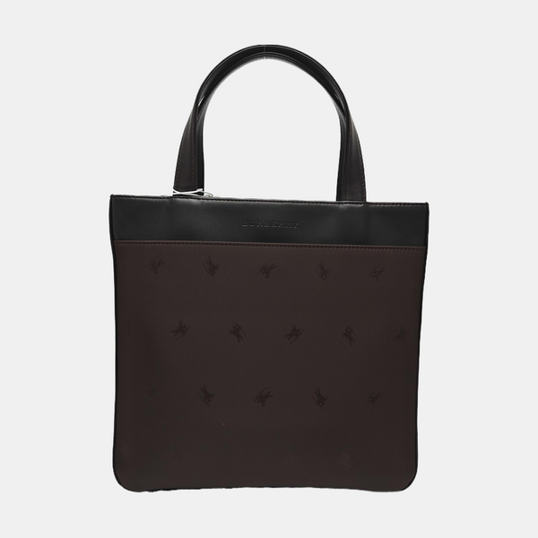 Fabric Top Handle Bag Brown