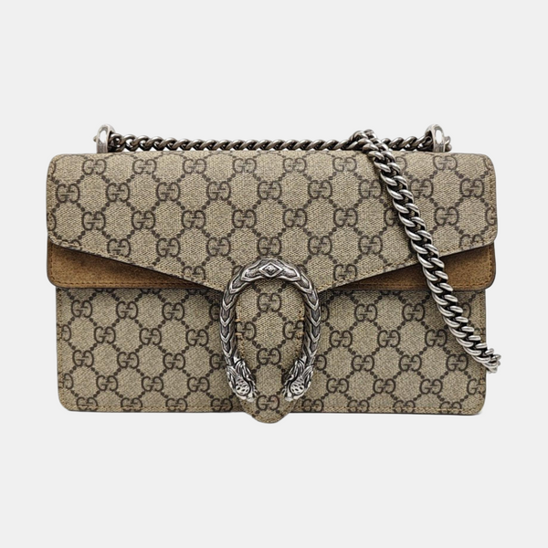 Dionysus Small Monogram Coated Canvas Beige