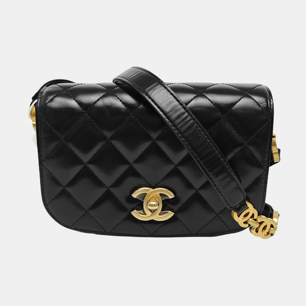Quilted Calfskin Shoulder Bag Black