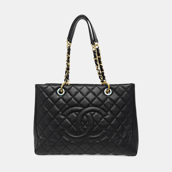 CHANEL GST Large Quilted Grained Calfskin Black