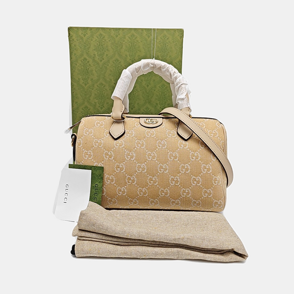 Ophidia Small Monogram Denim Beige