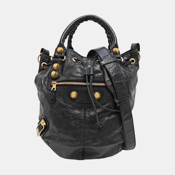 Pompon Bag Calfskin Black