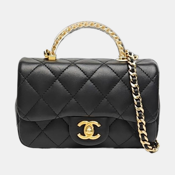 Quilted Lambskin Shoulder Bag Mini Black