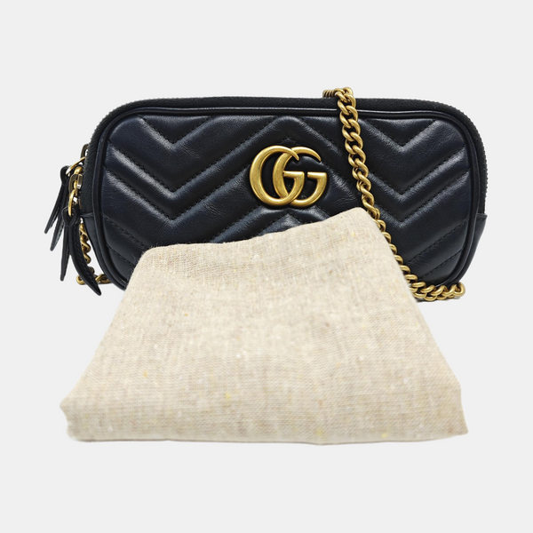 GG Marmont Mini Quilted Calfskin Black