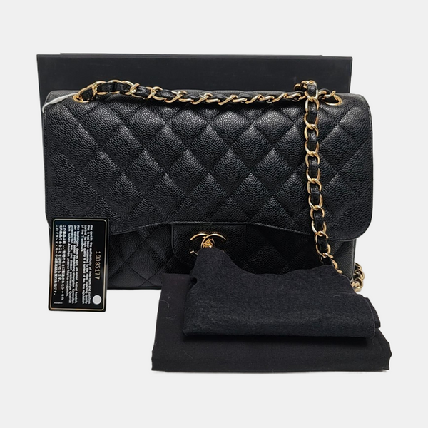 CLASSIC FLAP Jumbo Quilted Grained Calfskin Black