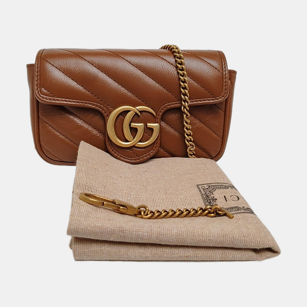 GG Marmont Mini Quilted Calfskin Brown