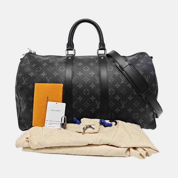 KEEPALL 45 Monogram Coated Canvas Black
