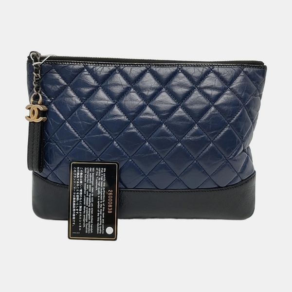 Authenticated pre-owned GABRIELLE Quilted Calfskin Blue - Clutch at Looply