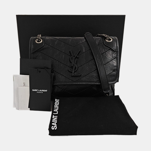 NIKI Small Chevron Calfskin Black