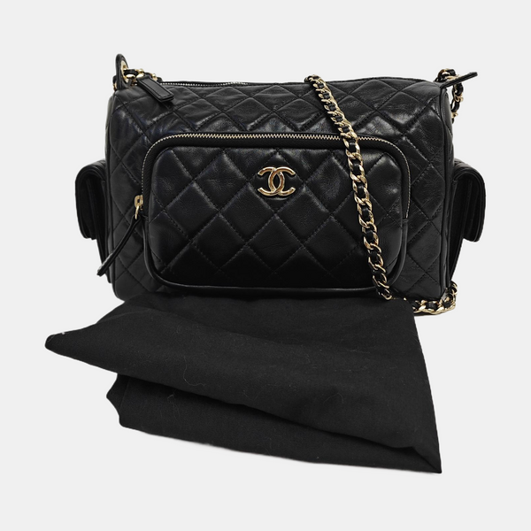 Quilted Lambskin Large Black
