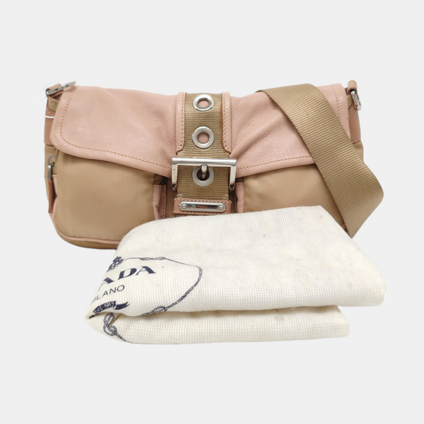 Nylon Shoulder Bag Beige