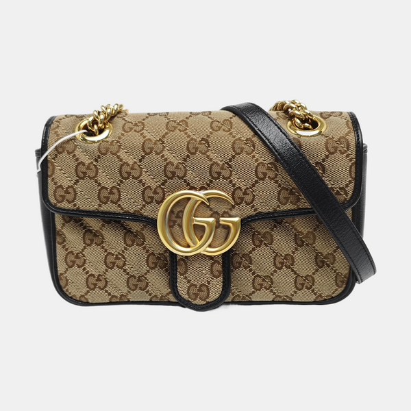 GG Marmont Small Quilted Canvas Brown