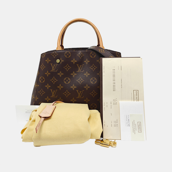 MONTAIGNE MM Monogram Coated Canvas Brown