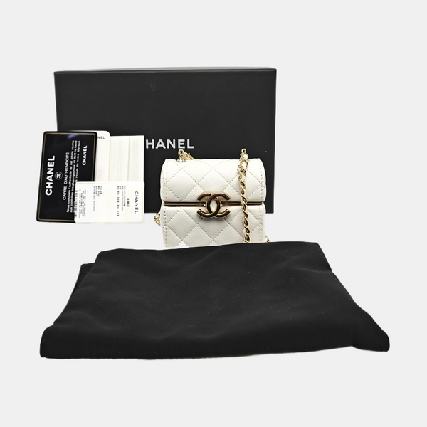 Quilted Lambskin Shoulder Bag White