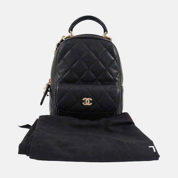 Mini Quilted Grained Calfskin Black