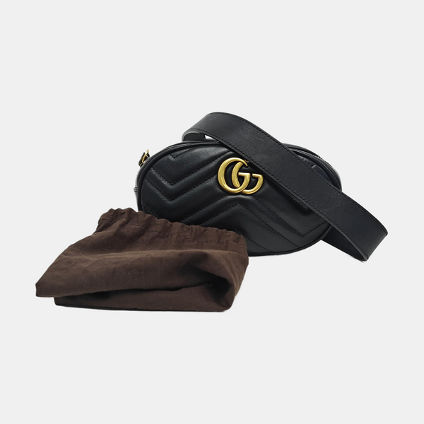 GG Marmont Super Mini Quilted Calfskin Black