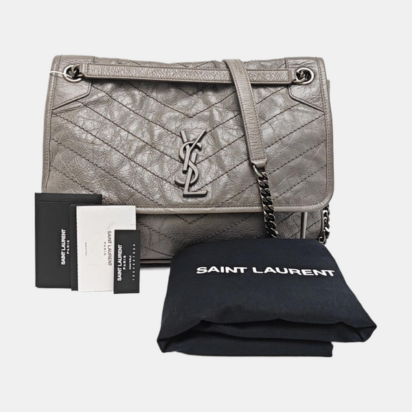 NIKI Large Chevron Calfskin Gray