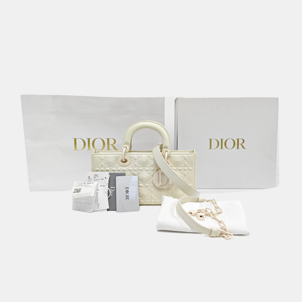 Lady D-Joy Medium Cannage Calfskin Beige