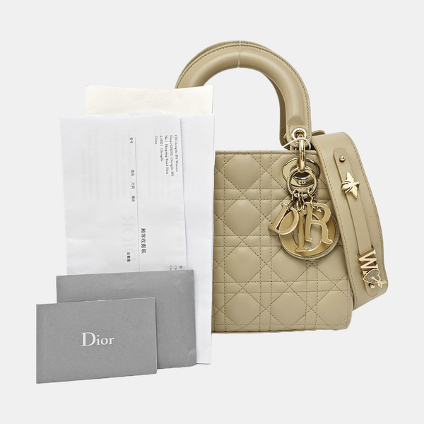 Lady Dior Small Cannage Lambskin Beige