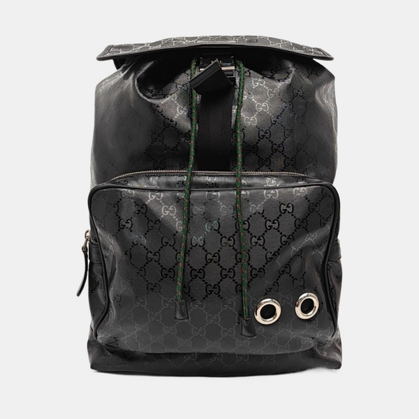 Monogram Coated Canvas Backpack Black