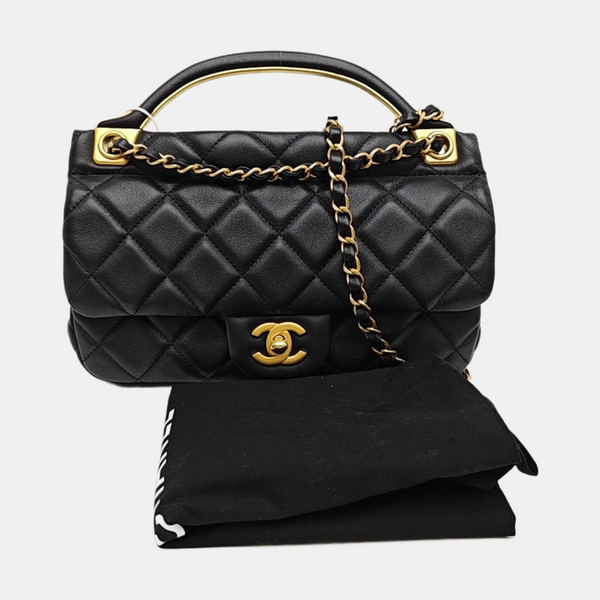 Quilted Calfskin Shoulder Bag Black