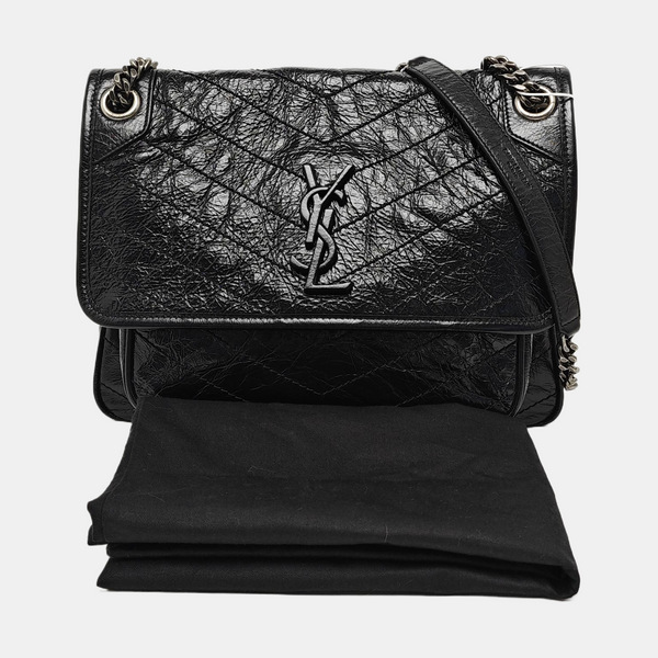 NIKI Medium Chevron Calfskin Black