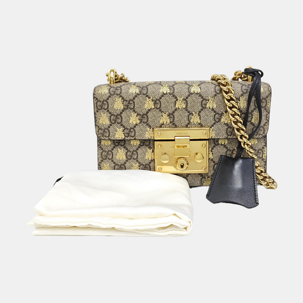 Padlock Small Monogram Coated Canvas Beige