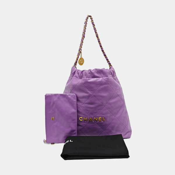 CHANEL 22 Medium Quilted Calfskin Purple