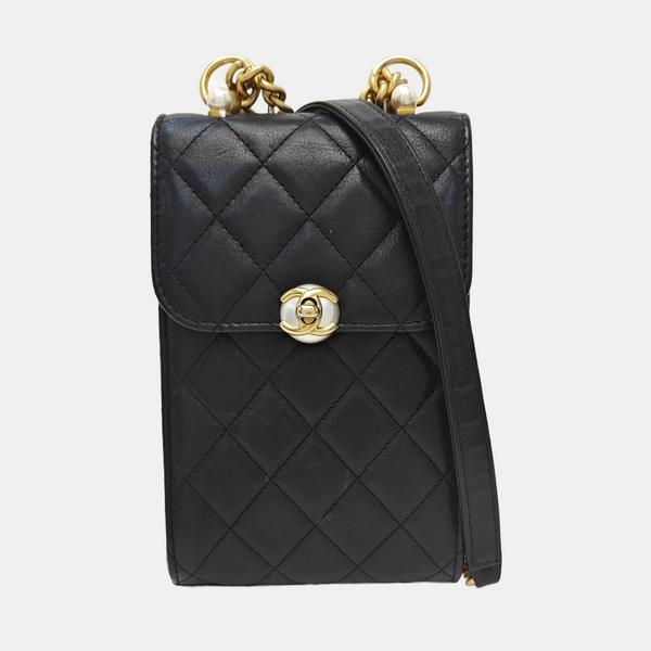 Quilted Calfskin Shoulder Bag Black