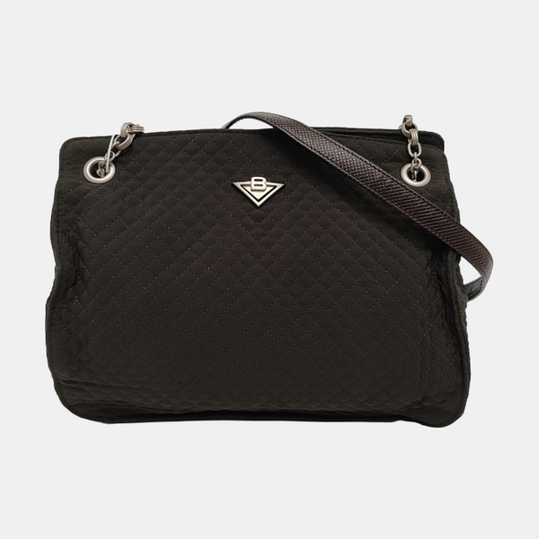 Quilted Canvas Tote Bag Brown