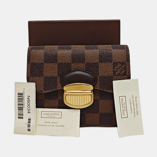 JOEY Damier Ebene Coated Canvas Brown Wallet