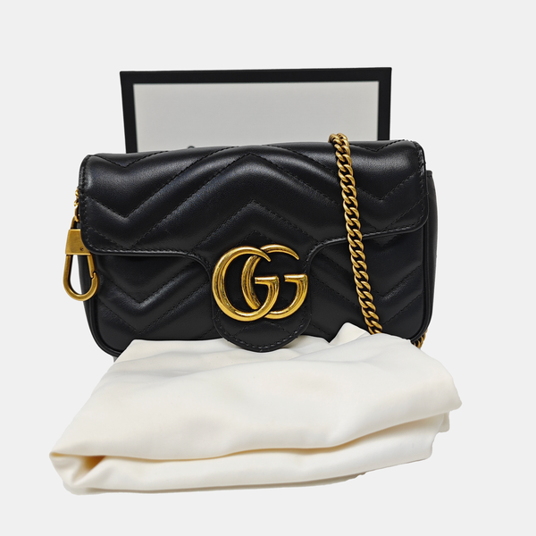 GG Marmont Mini Quilted Calfskin Black
