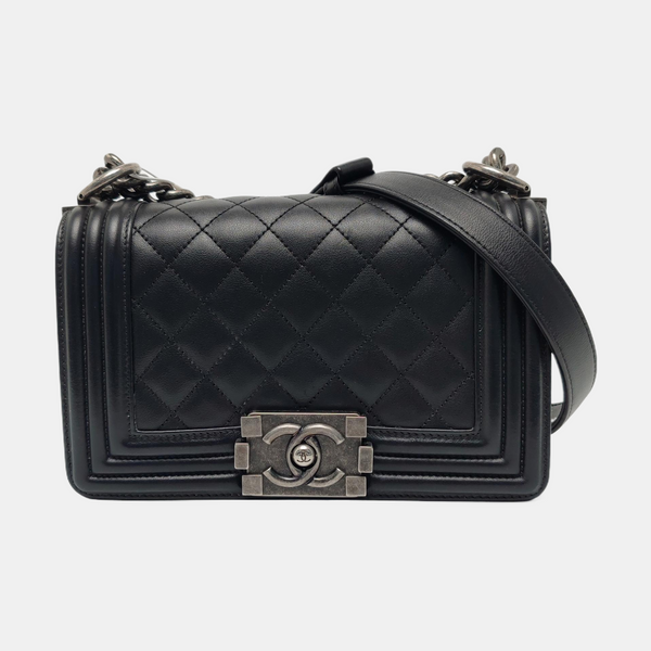 BOY CHANEL Small Quilted Calfskin Black