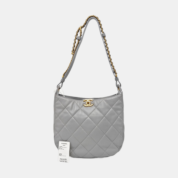Quilted Lambskin Shoulder Bag Gray