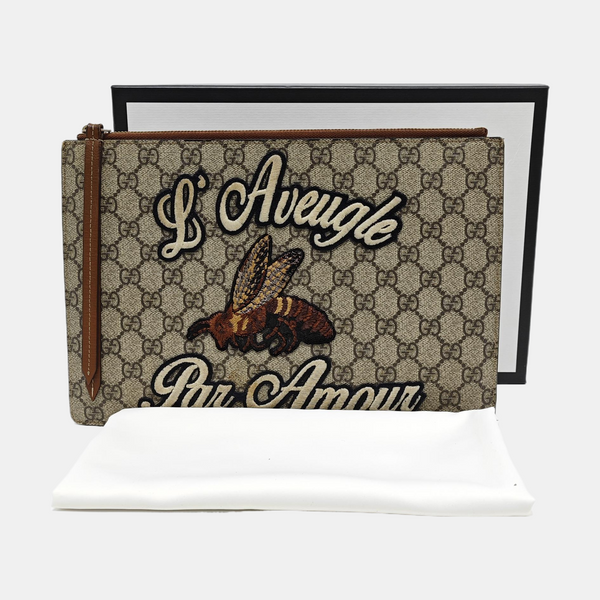 Coated Canvas Clutch Black