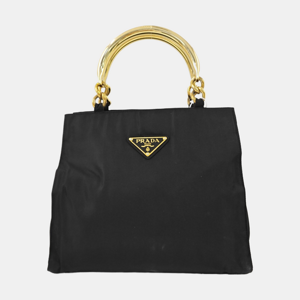 Nylon Top Handle Bag Black