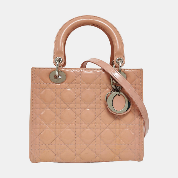 Lady Dior Medium Cannage Patent Leather Pink