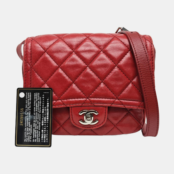 Quilted Calfskin Shoulder Bag Red