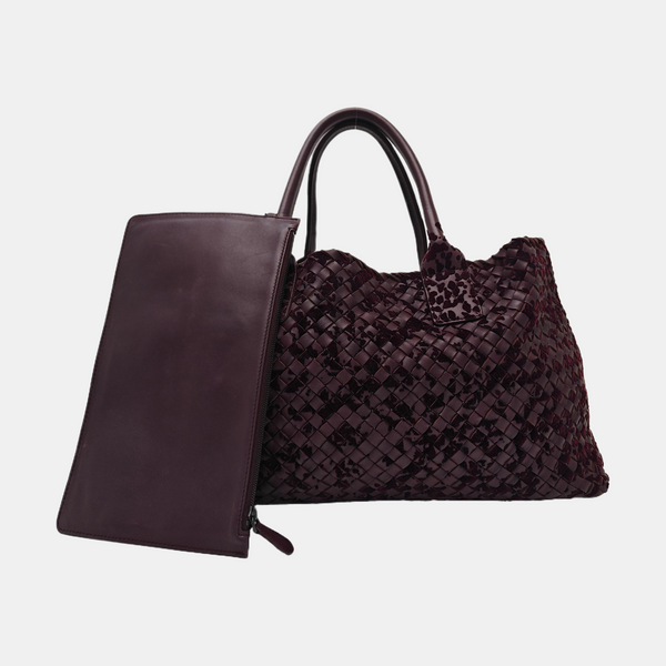 Calfskin Top Handle Bag Purple