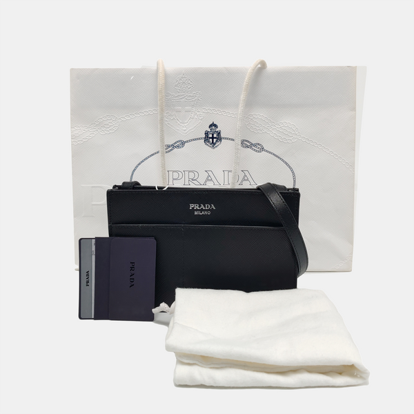 Saffiano Calfskin Crossbody Bag Black