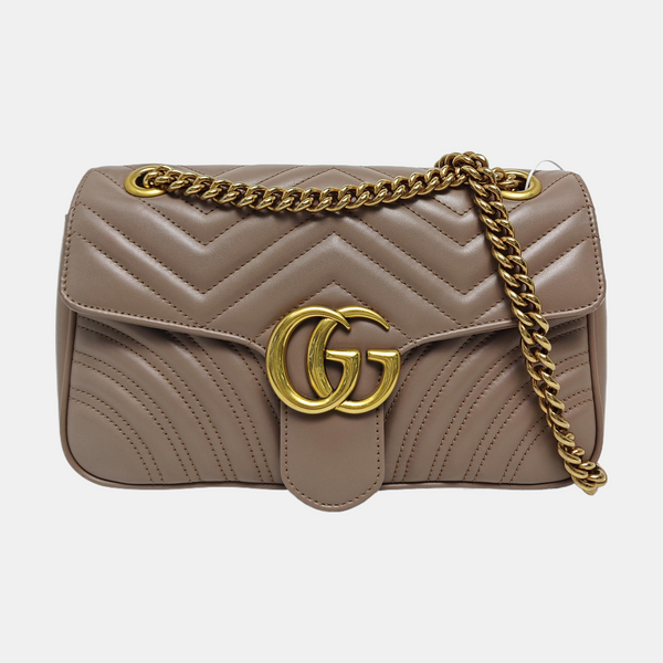 Authenticated pre-owned GG Marmont Medium Quilted Calfskin Grey - Shoulder Bag at Looply
