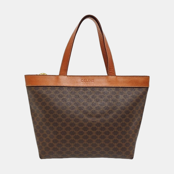 Coated Canvas Top Handle Bag Brown