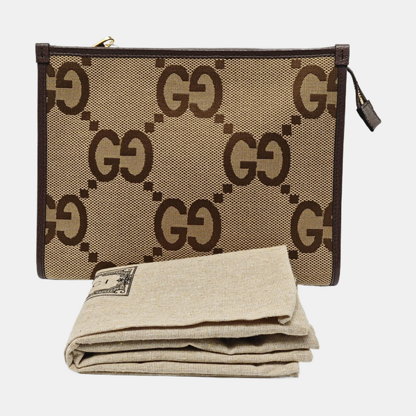 Monogram Fabric Clutch Brown