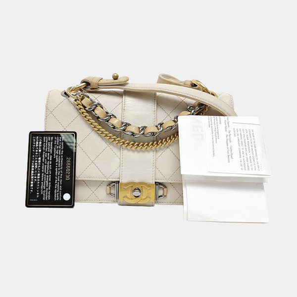 BOY CHANEL Quilted Calfskin Beige