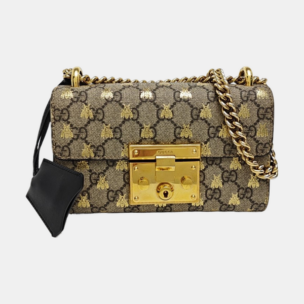 Padlock Small Monogram Coated Canvas Beige